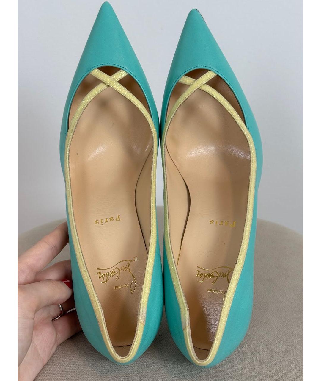 CHRISTIAN LOUBOUTIN Бирюзовые кожаные туфли, фото 8