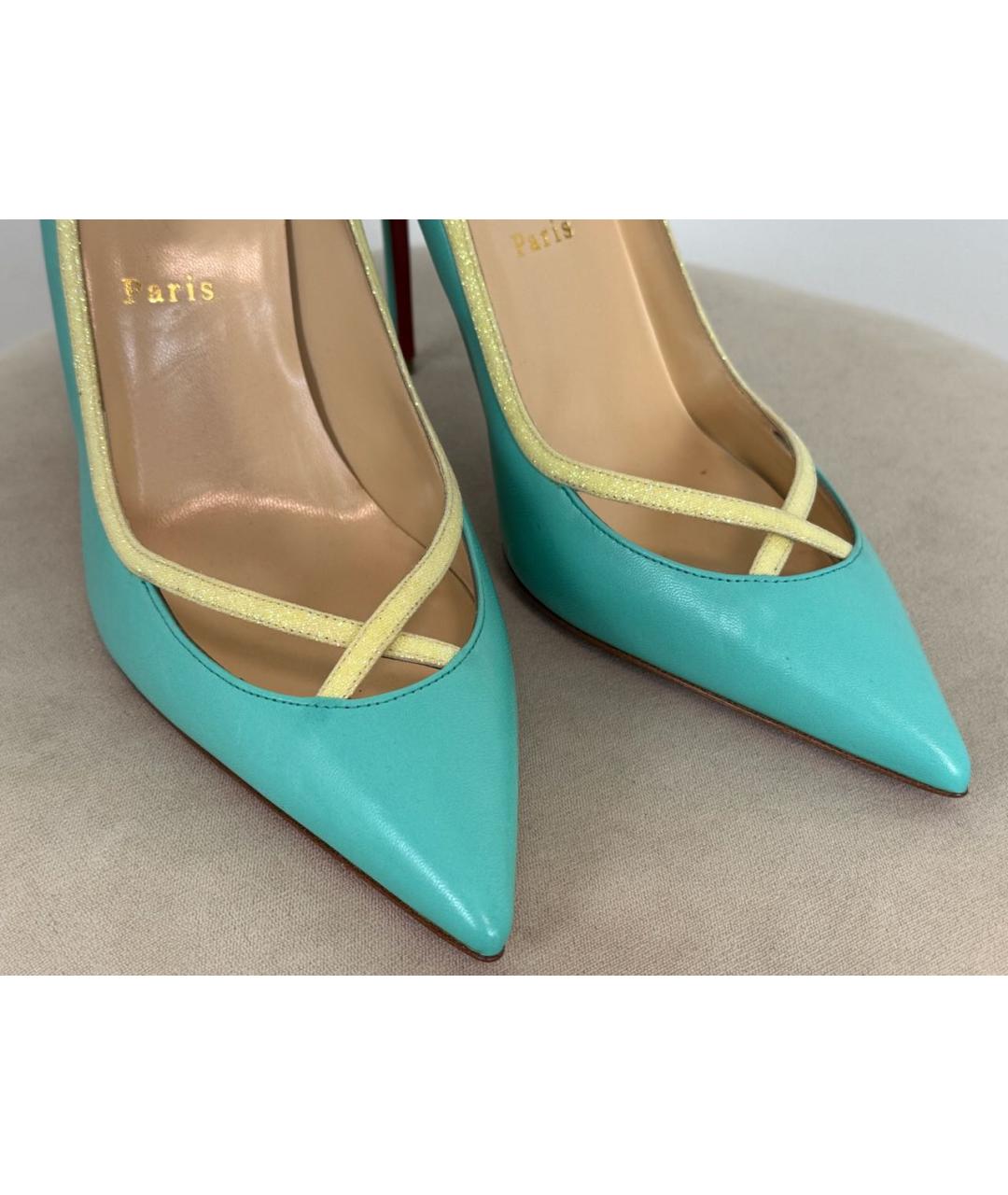 CHRISTIAN LOUBOUTIN Бирюзовые кожаные туфли, фото 5