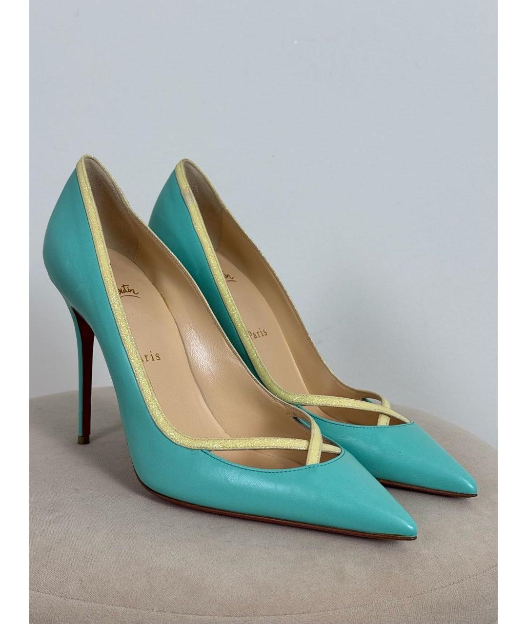 CHRISTIAN LOUBOUTIN Бирюзовые кожаные туфли, фото 6