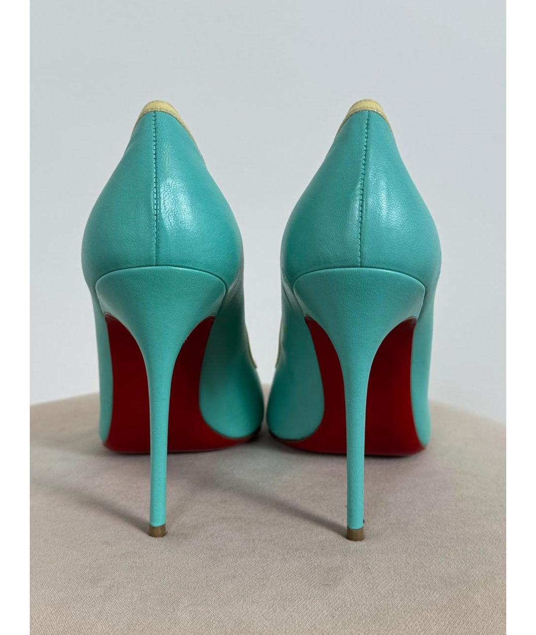 CHRISTIAN LOUBOUTIN Бирюзовые кожаные туфли, фото 4