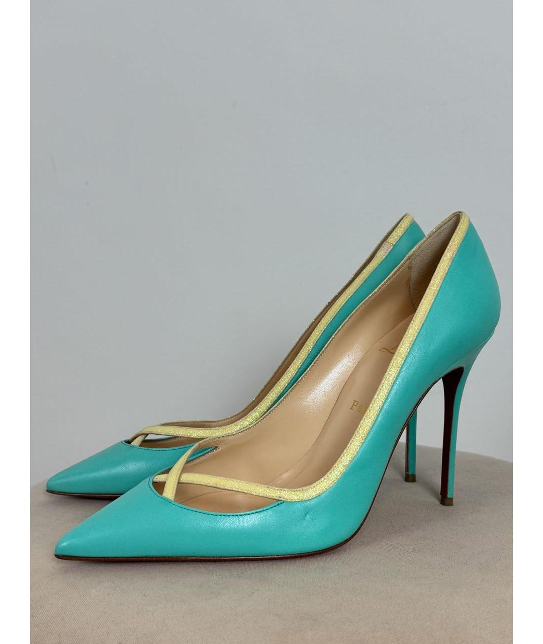 CHRISTIAN LOUBOUTIN Бирюзовые кожаные туфли, фото 2