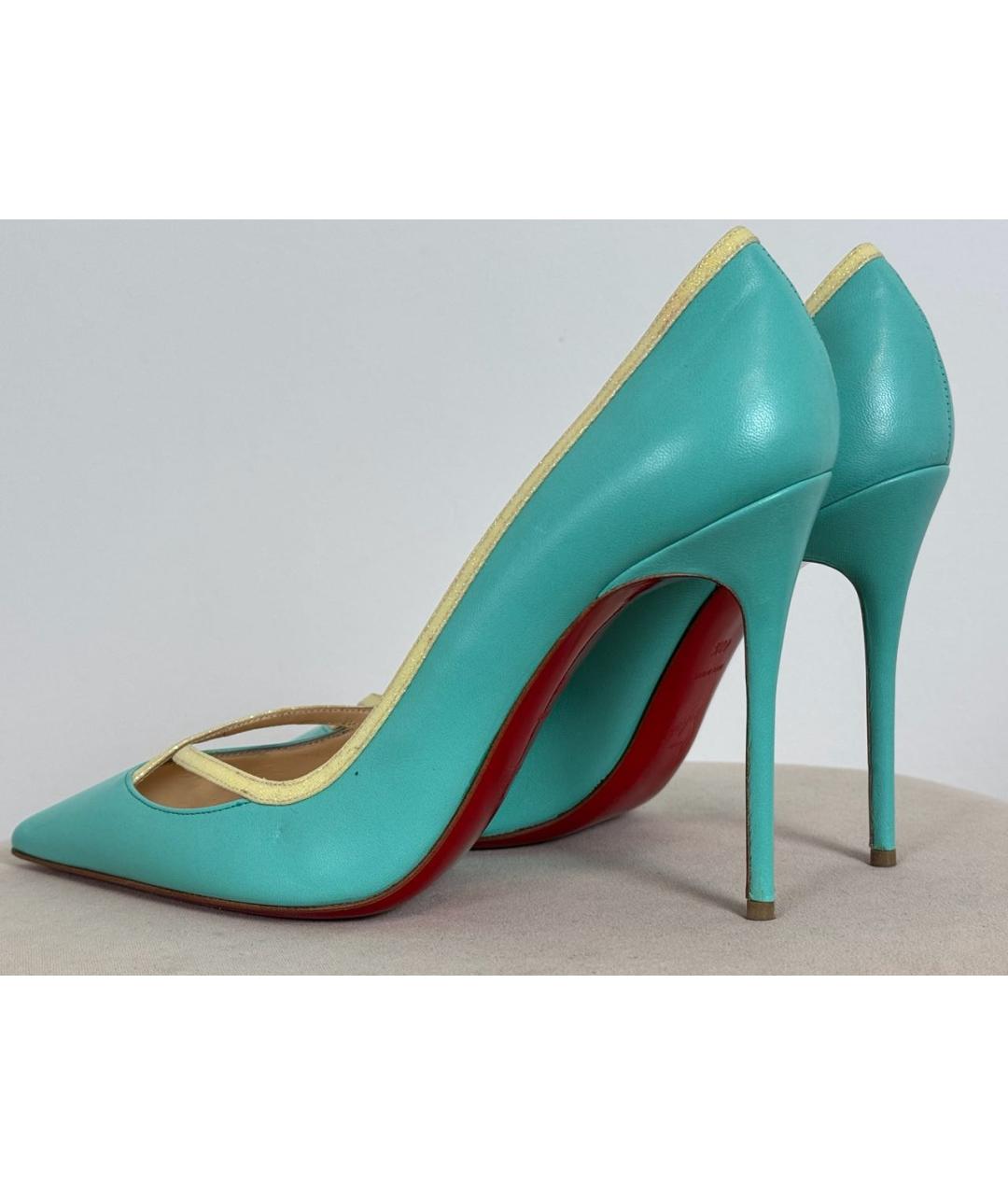 CHRISTIAN LOUBOUTIN Бирюзовые кожаные туфли, фото 9
