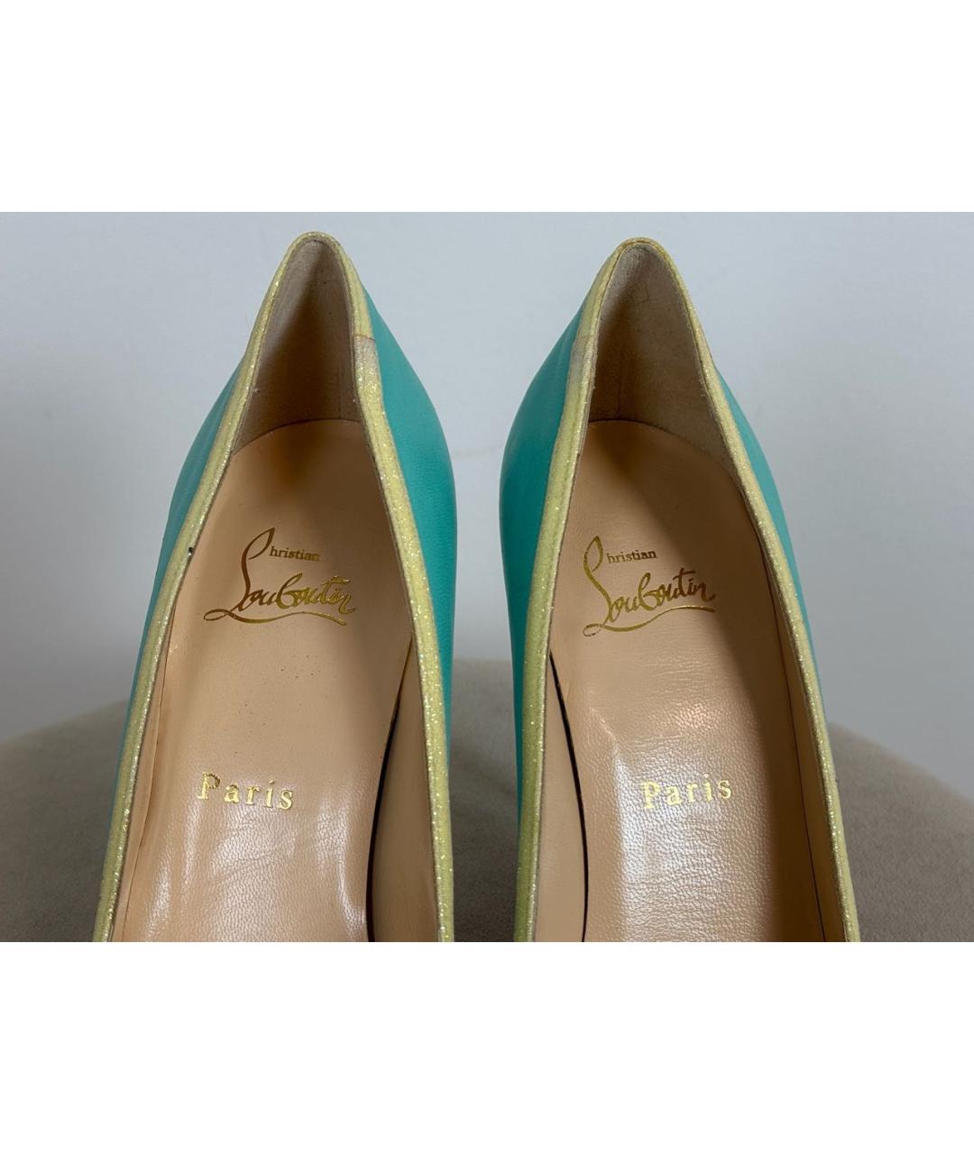 CHRISTIAN LOUBOUTIN Бирюзовые кожаные туфли, фото 7