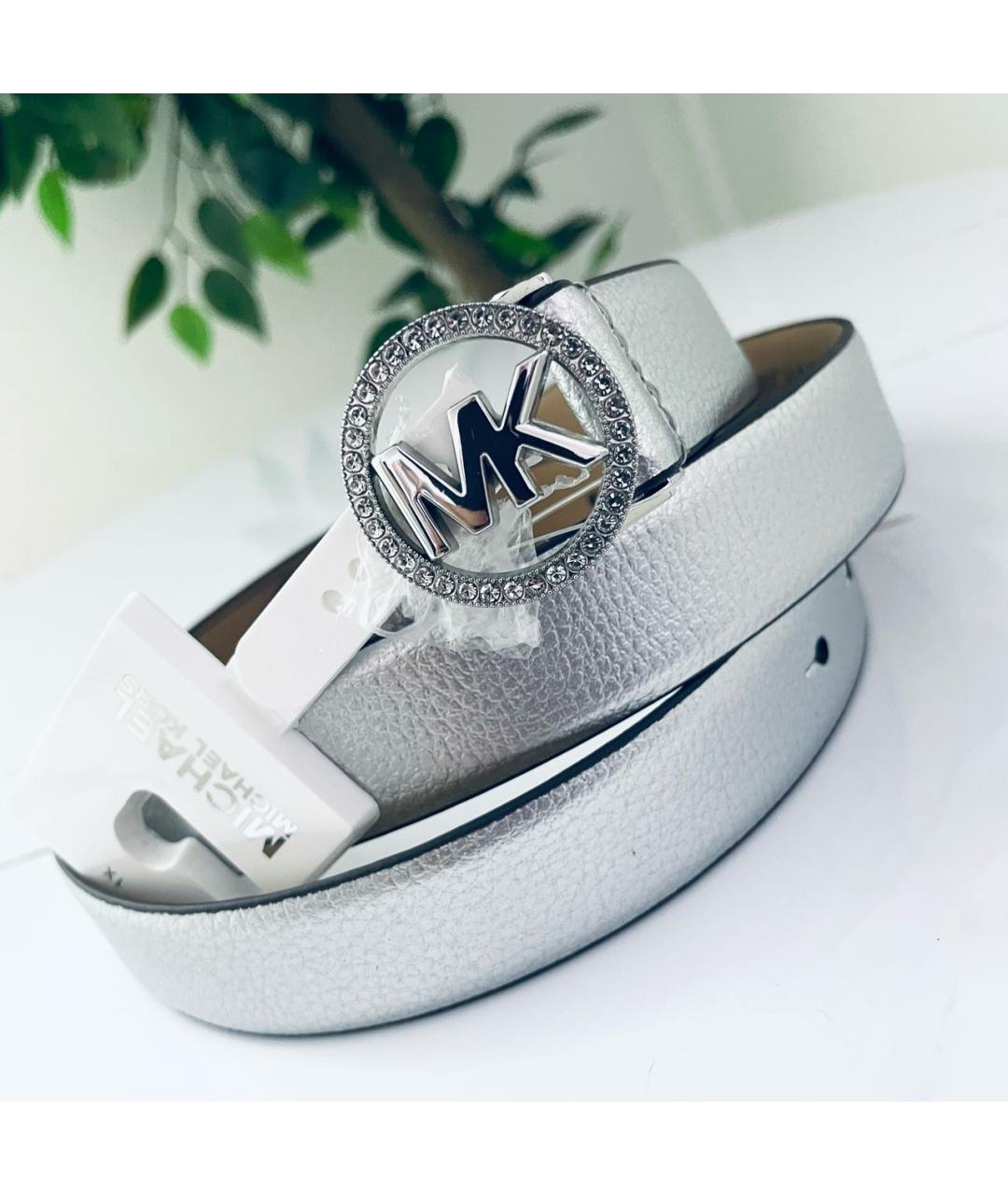 MICHAEL KORS Серебрянный ремень из искусственной кожи, фото 4