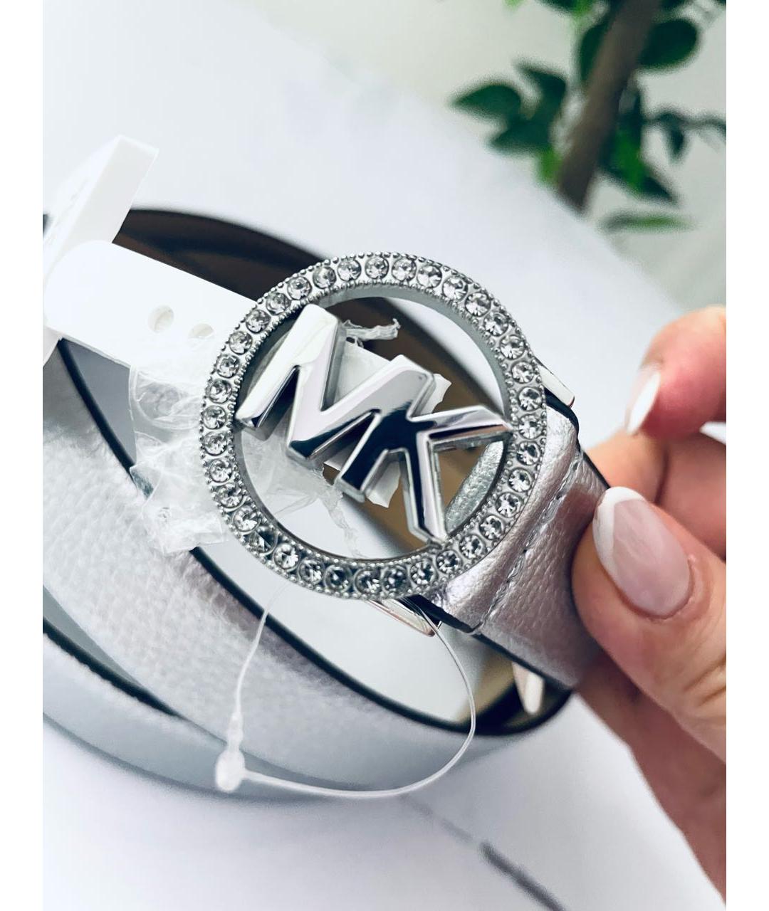 MICHAEL KORS Серебрянный ремень из искусственной кожи, фото 2