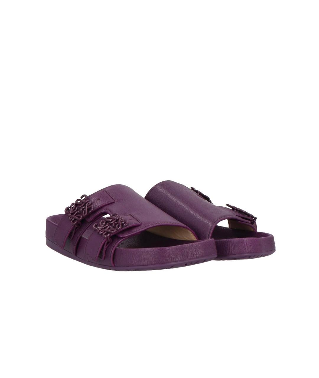 LOEWE Фиолетовые кожаные шлепанцы, фото 3