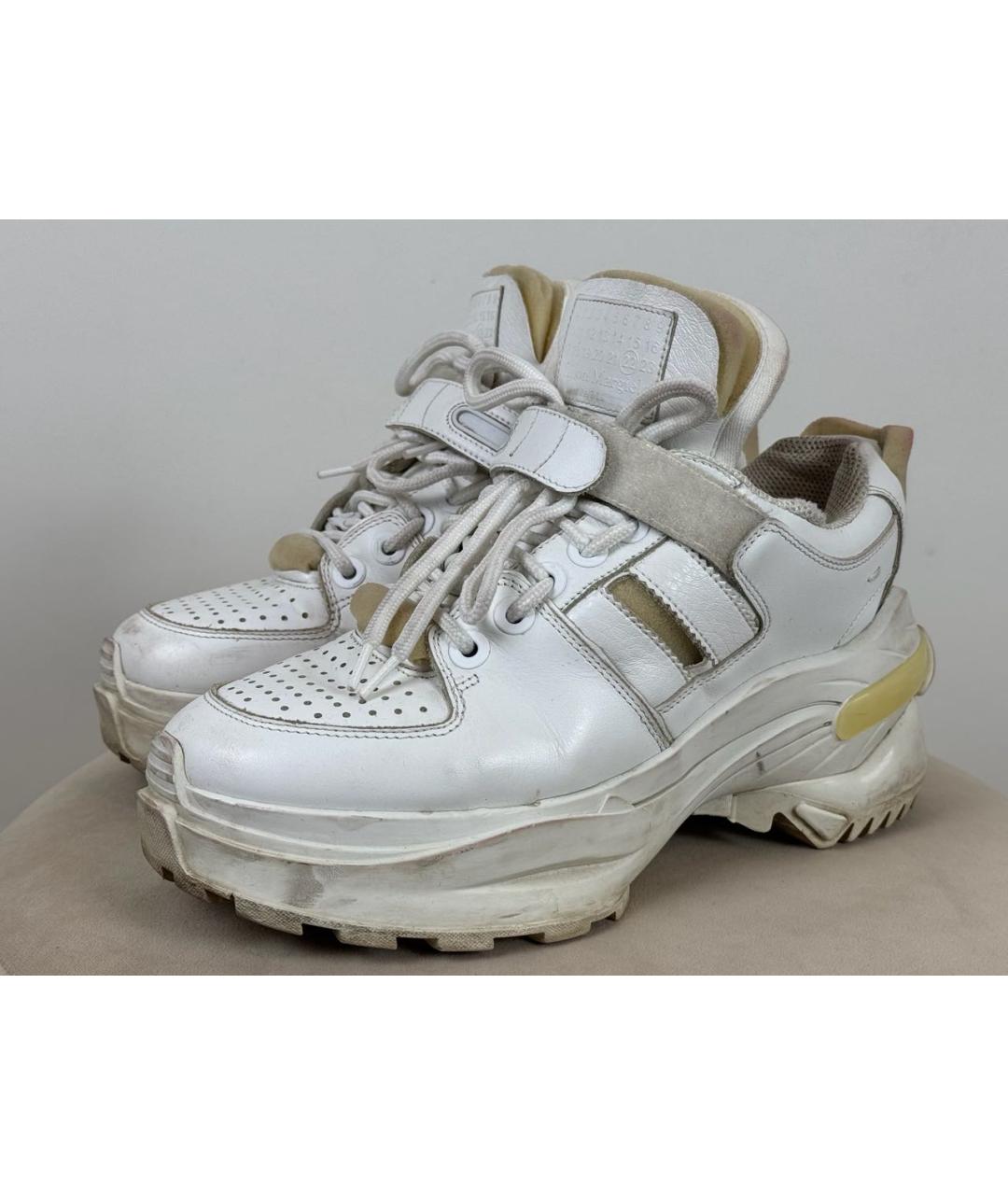 MAISON MARGIELA Белые кожаные кроссовки, фото 9
