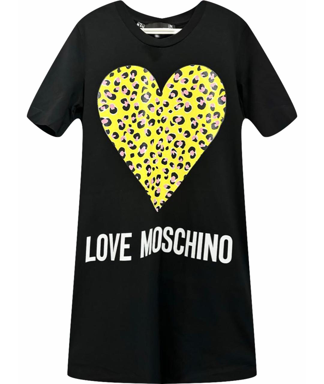 LOVE MOSCHINO Черное хлопковое повседневное платье, фото 1
