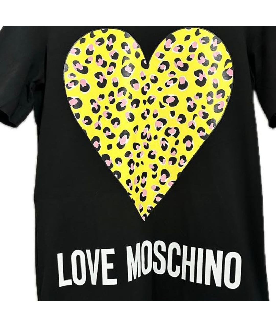 LOVE MOSCHINO Черное хлопковое повседневное платье, фото 3