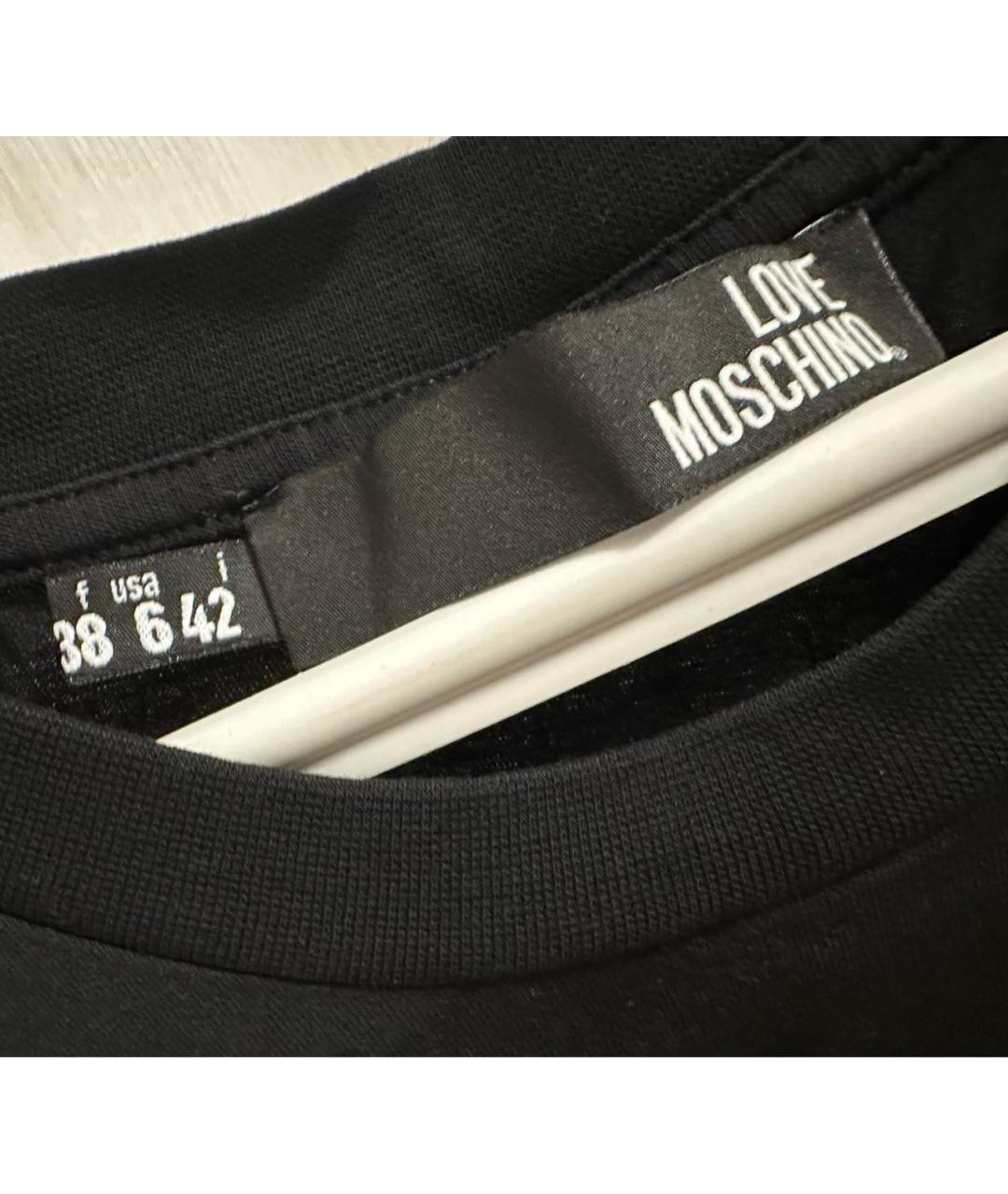 LOVE MOSCHINO Черное хлопковое повседневное платье, фото 2