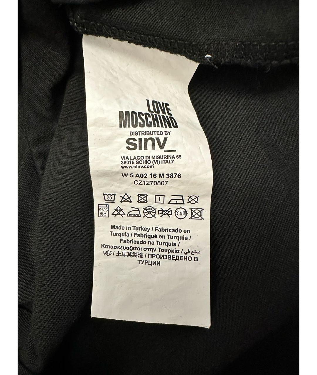 LOVE MOSCHINO Черное хлопковое повседневное платье, фото 4