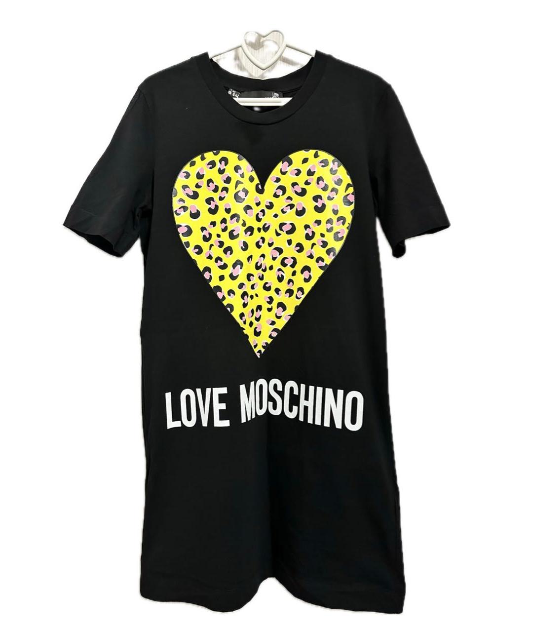 LOVE MOSCHINO Черное хлопковое повседневное платье, фото 5