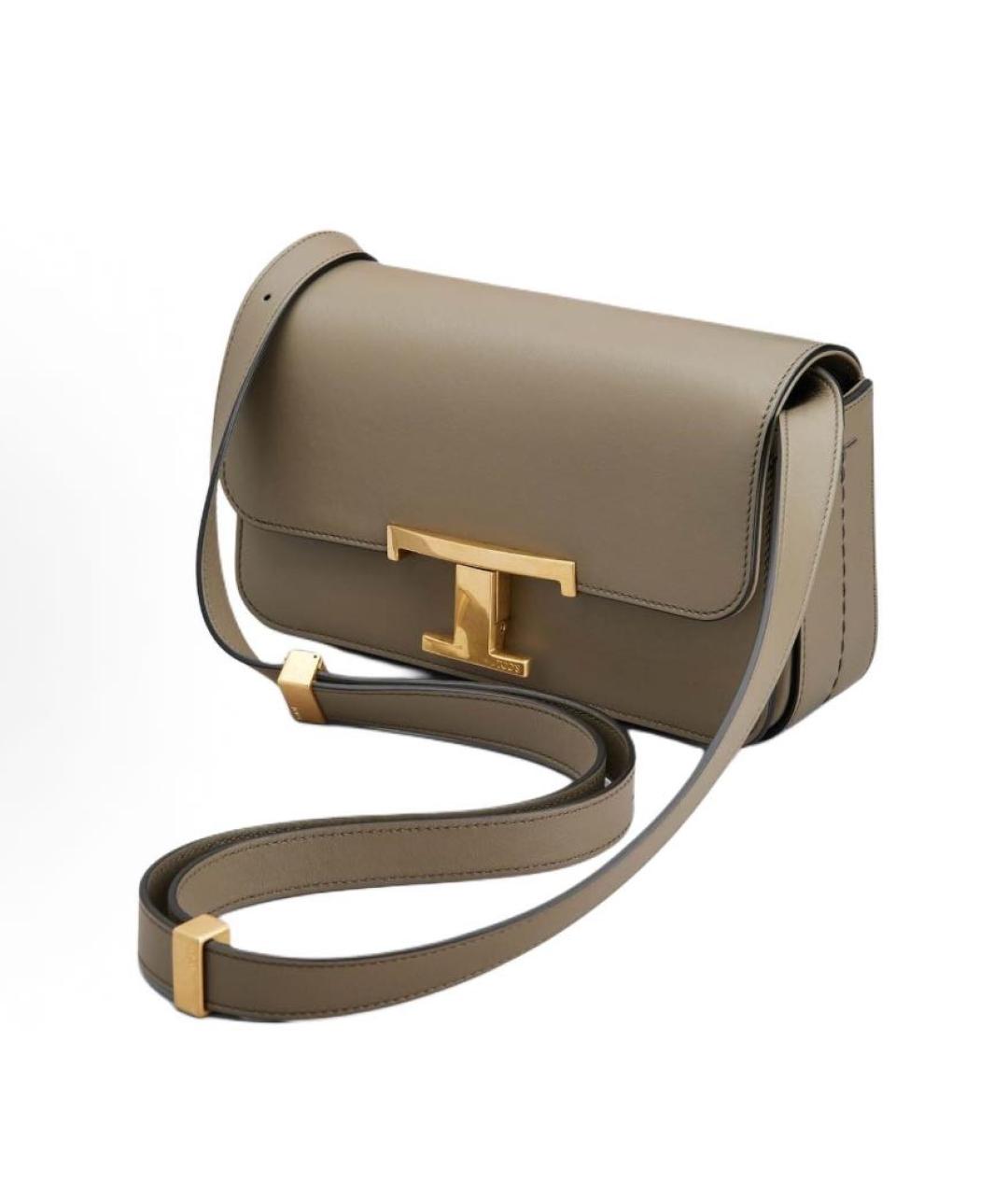 TOD'S Бежевая кожаная сумка через плечо, фото 2