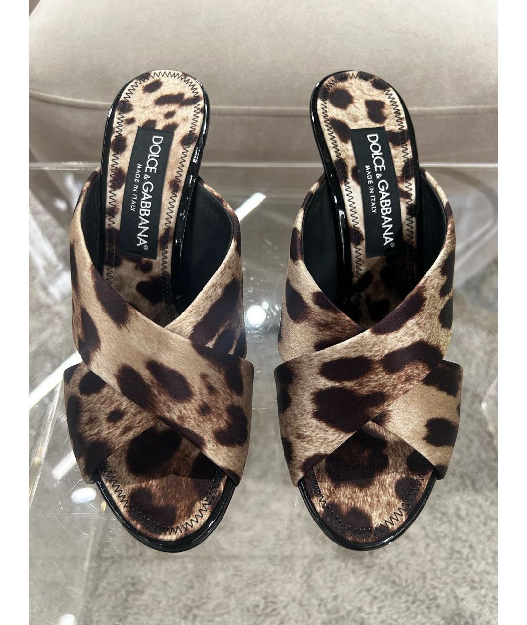 DOLCE&GABBANA Коричневые текстильные мюли, фото 2