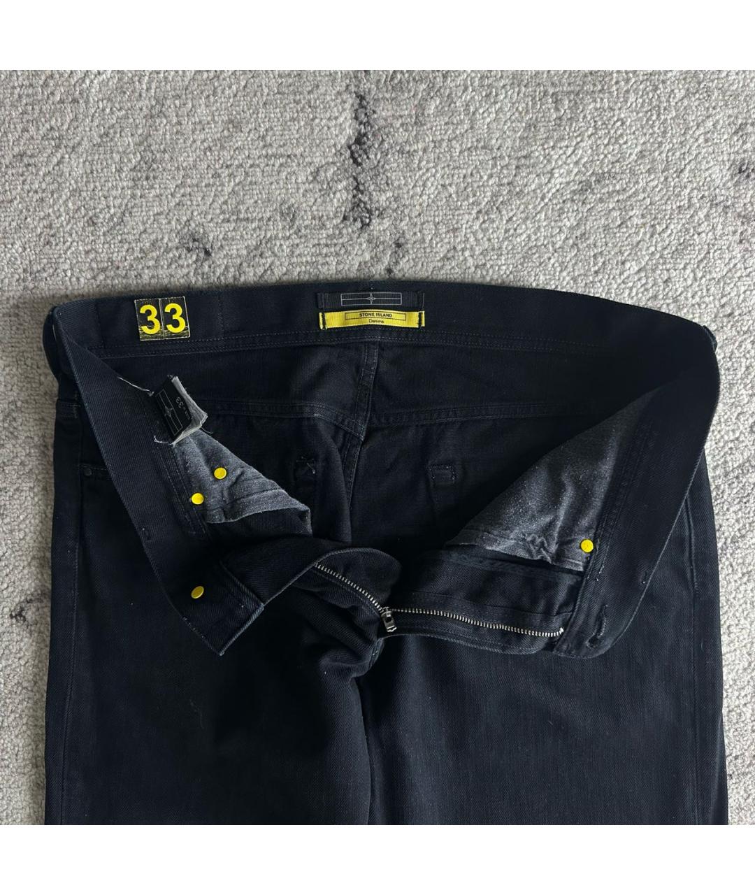 STONE ISLAND Черные хлопковые прямые джинсы, фото 3
