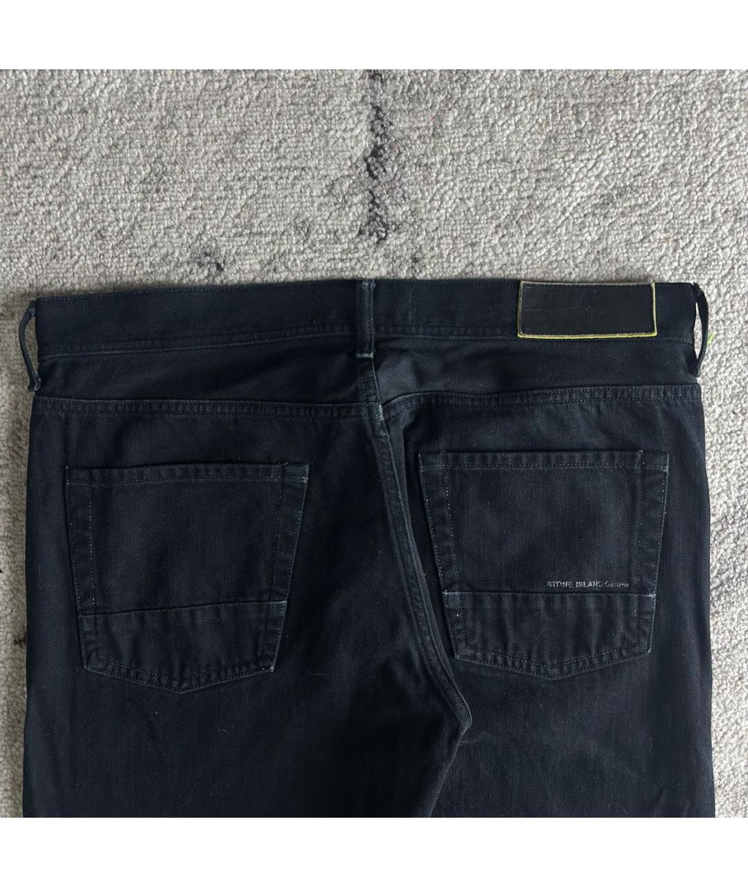 STONE ISLAND Черные хлопковые прямые джинсы, фото 4