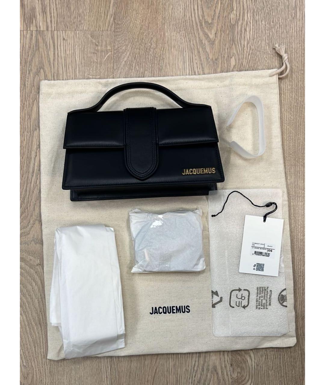 JACQUEMUS Черная кожаная сумка через плечо, фото 2