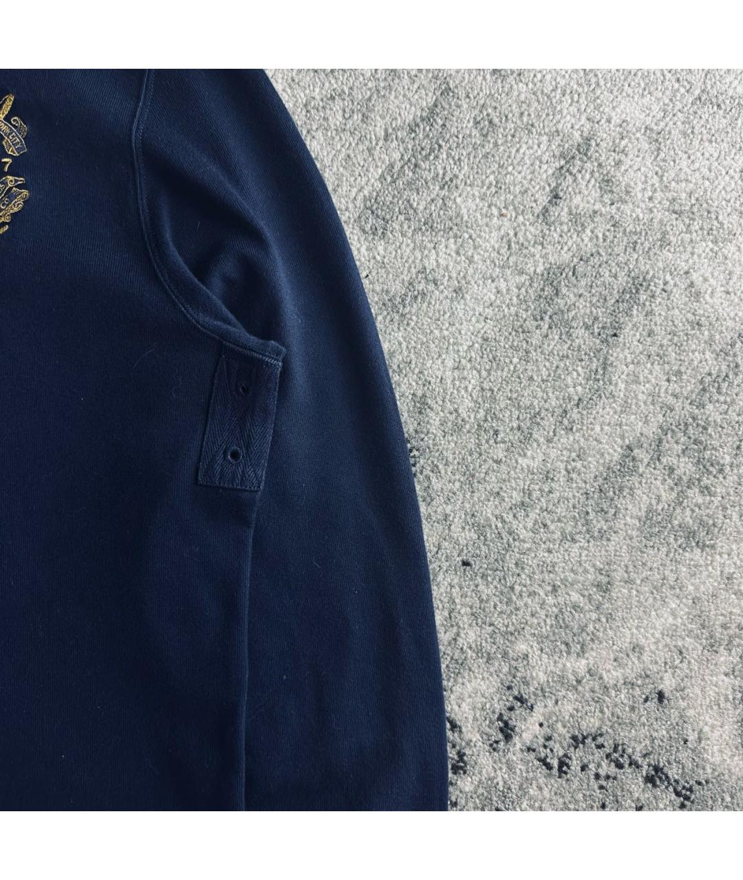 POLO RALPH LAUREN Темно-синее хлопковое поло с длинным рукавом, фото 5