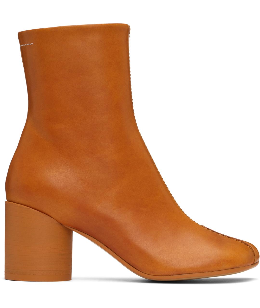 MM6 MAISON MARGIELA Оранжевое кожаные ботильоны, фото 6