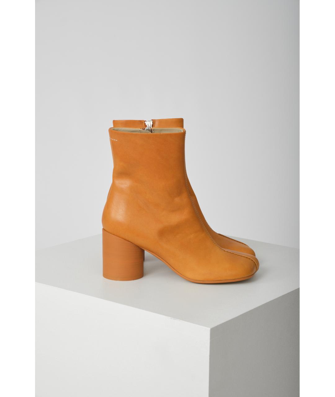 MM6 MAISON MARGIELA Оранжевое кожаные ботильоны, фото 4