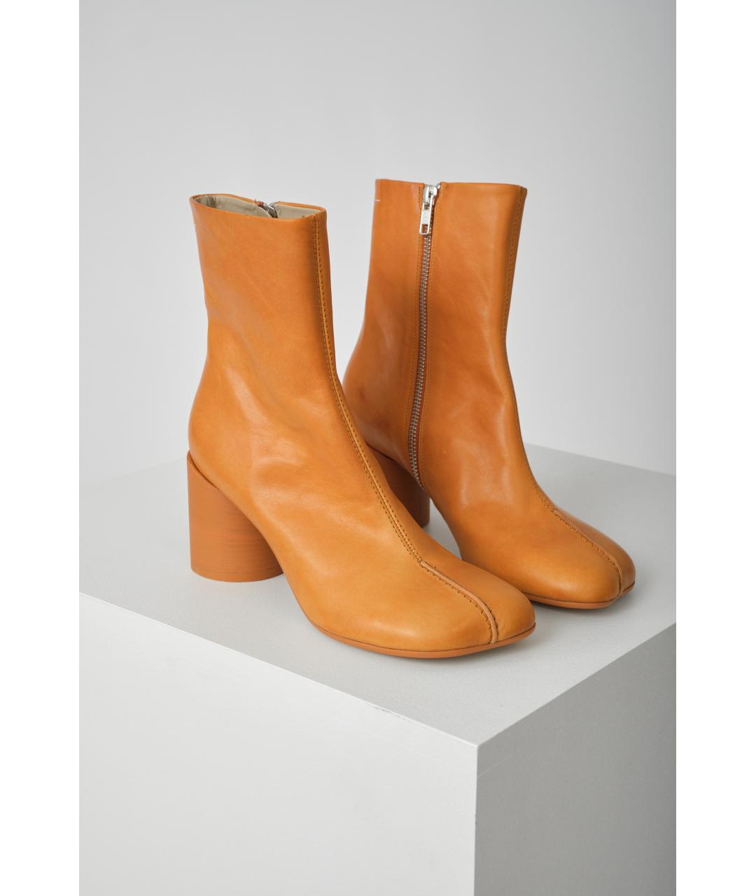 MM6 MAISON MARGIELA Оранжевое кожаные ботильоны, фото 2