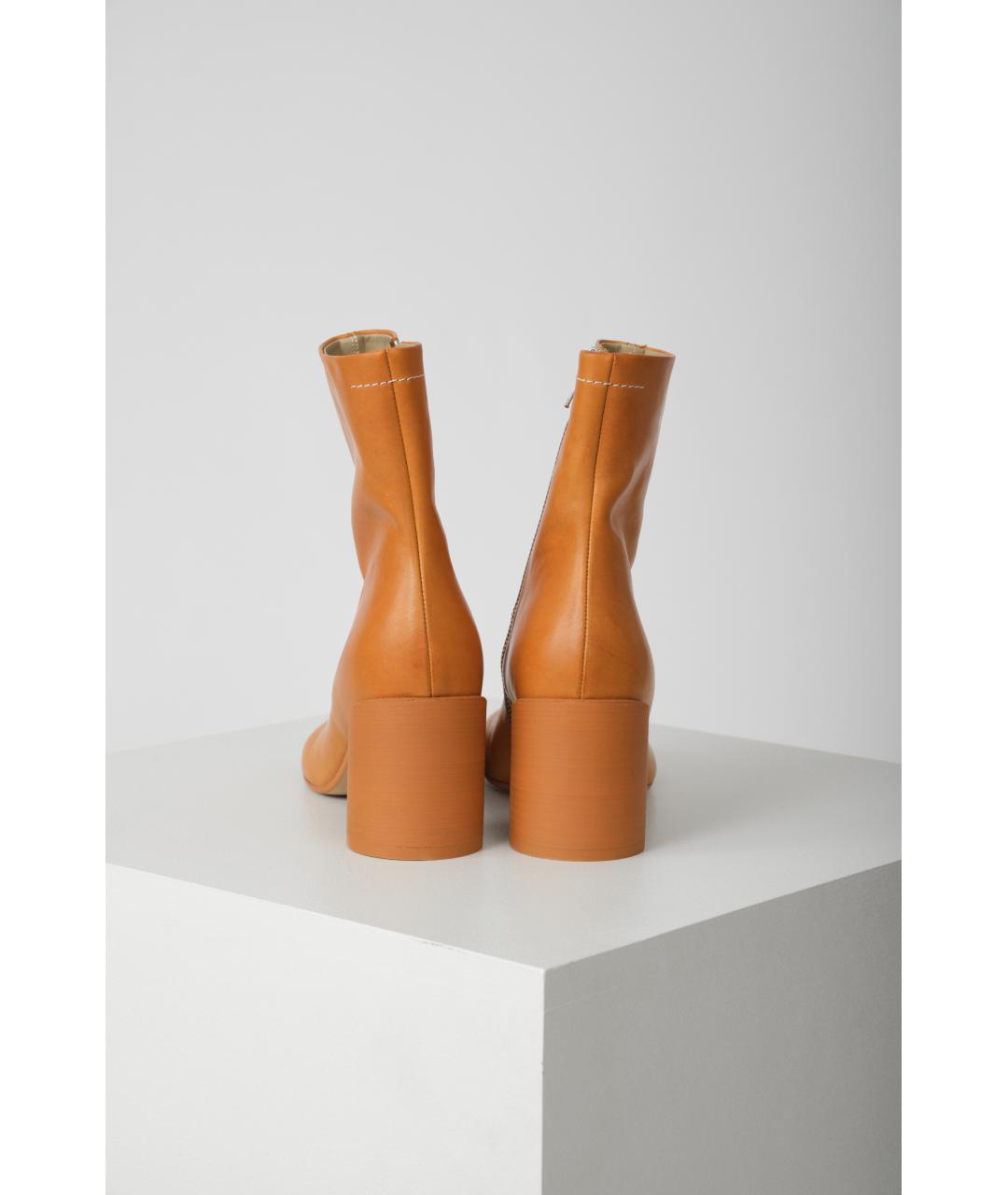 MM6 MAISON MARGIELA Оранжевое кожаные ботильоны, фото 5