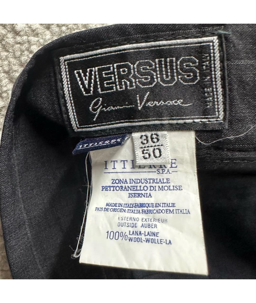 VERSACE Антрацитовые шерстяные классические брюки, фото 6