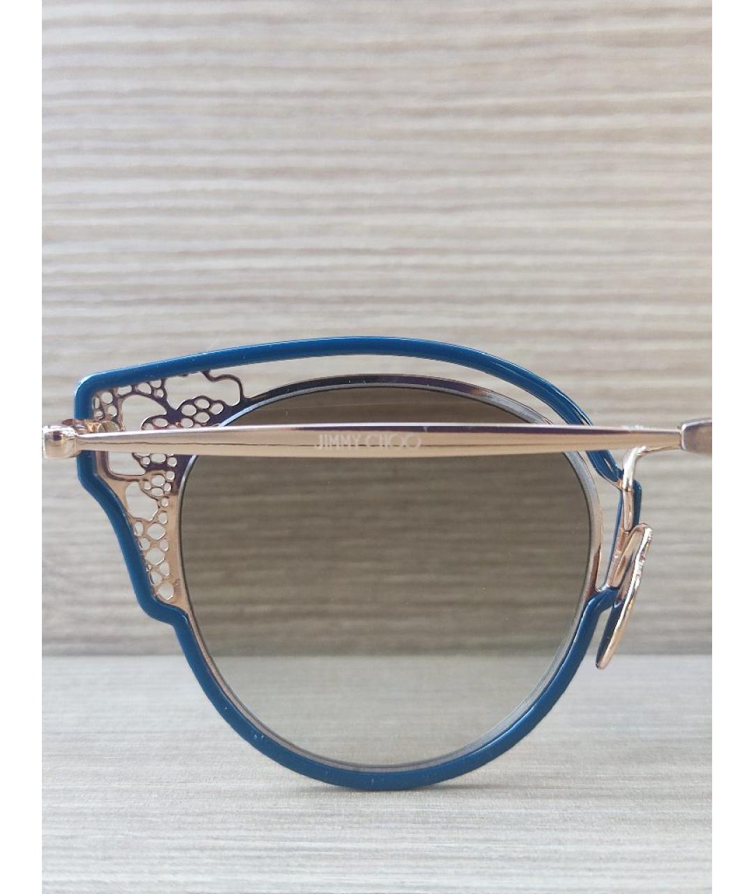 JIMMY CHOO Золотые металлические солнцезащитные очки, фото 6