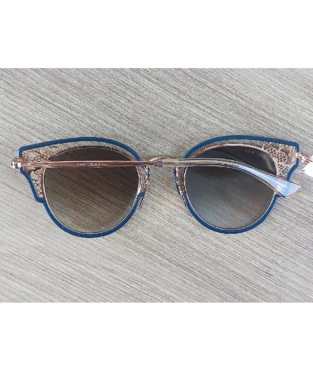 JIMMY CHOO Золотые металлические солнцезащитные очки, фото 5