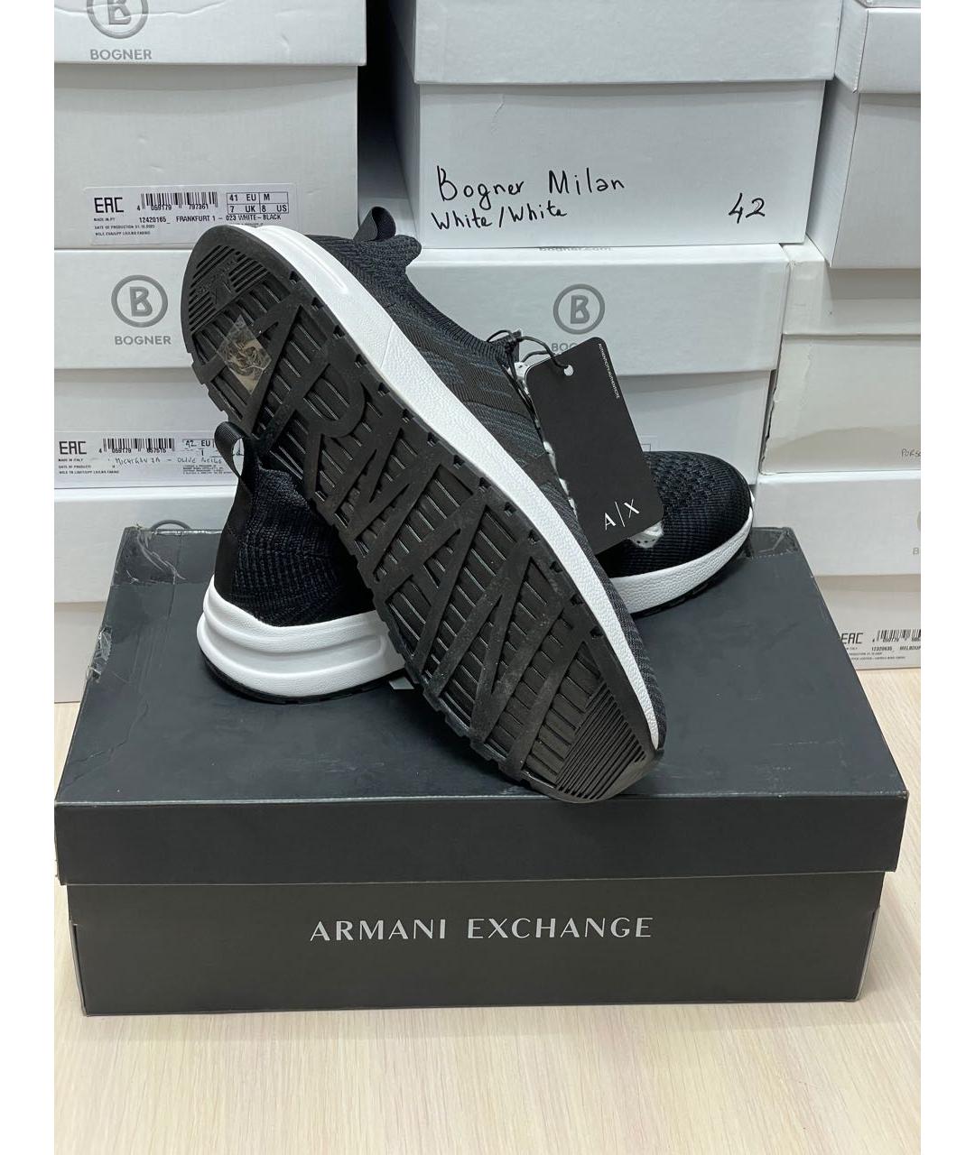 ARMANI EXCHANGE Черные текстильные низкие кроссовки / кеды, фото 6