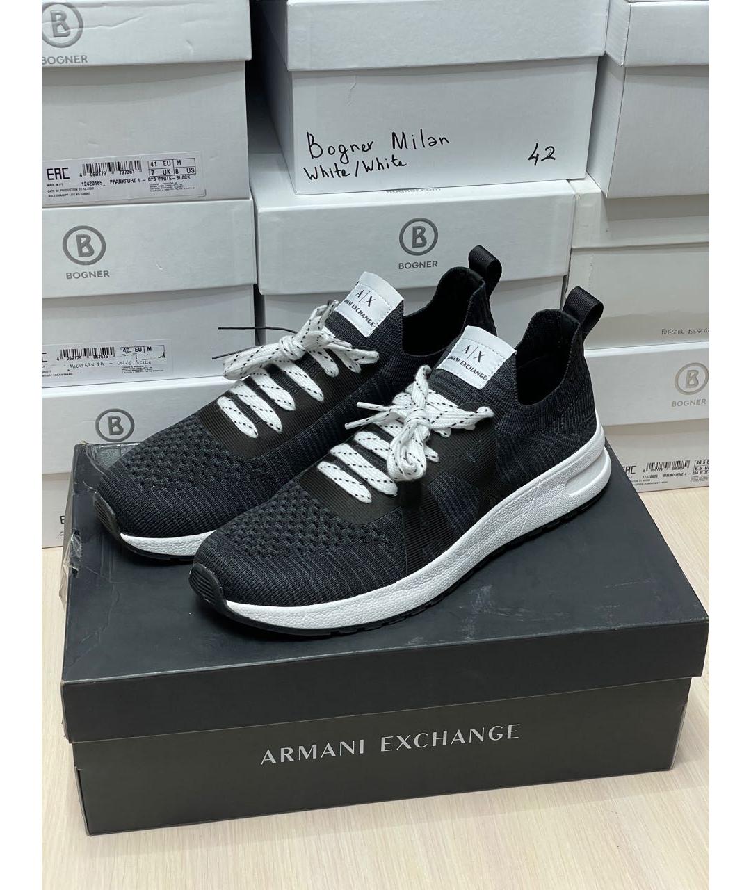 ARMANI EXCHANGE Черные текстильные низкие кроссовки / кеды, фото 2