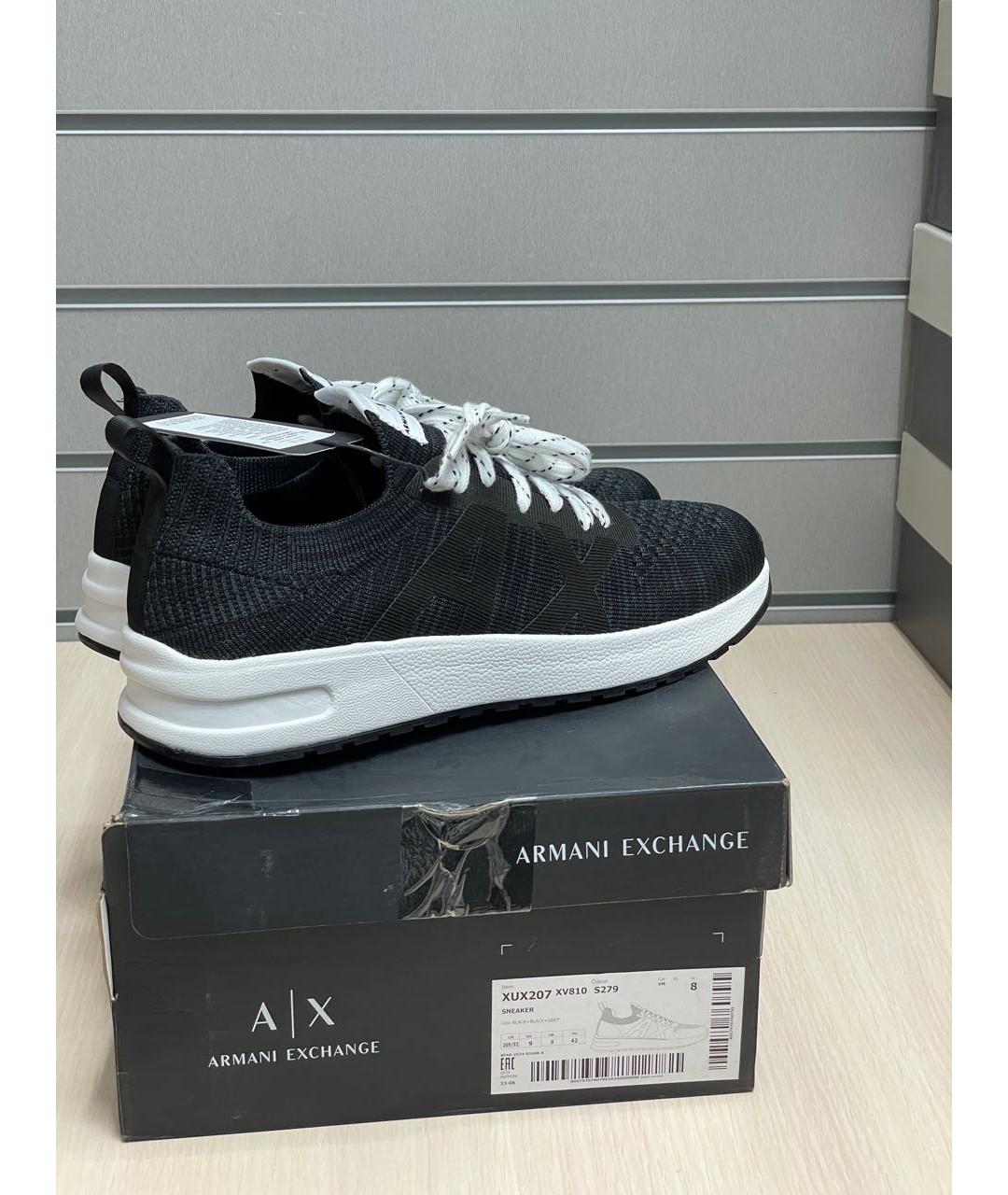 ARMANI EXCHANGE Черные текстильные низкие кроссовки / кеды, фото 4