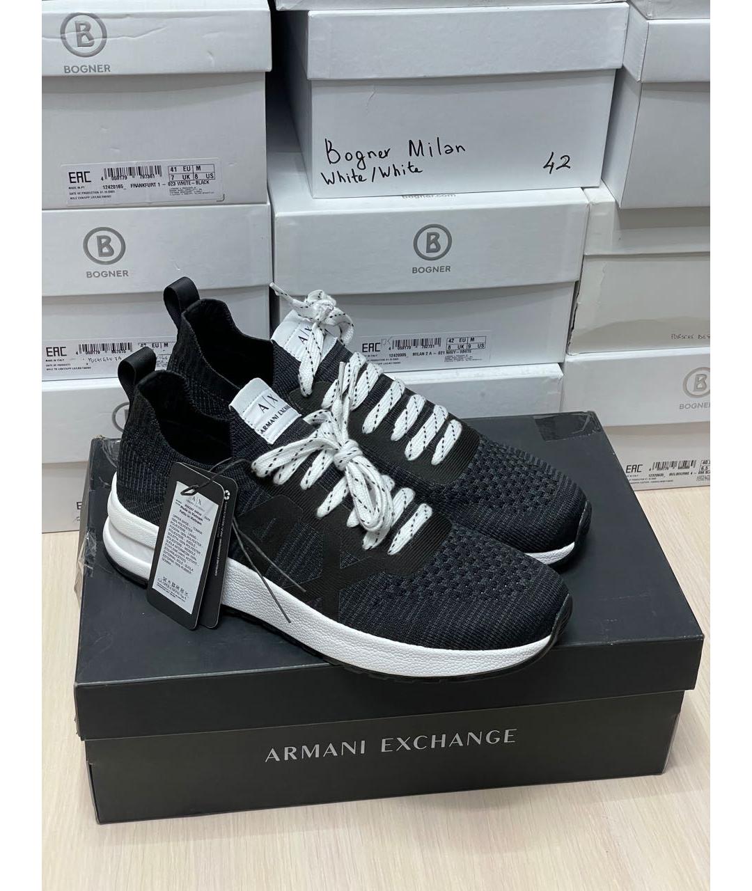 ARMANI EXCHANGE Черные текстильные низкие кроссовки / кеды, фото 3