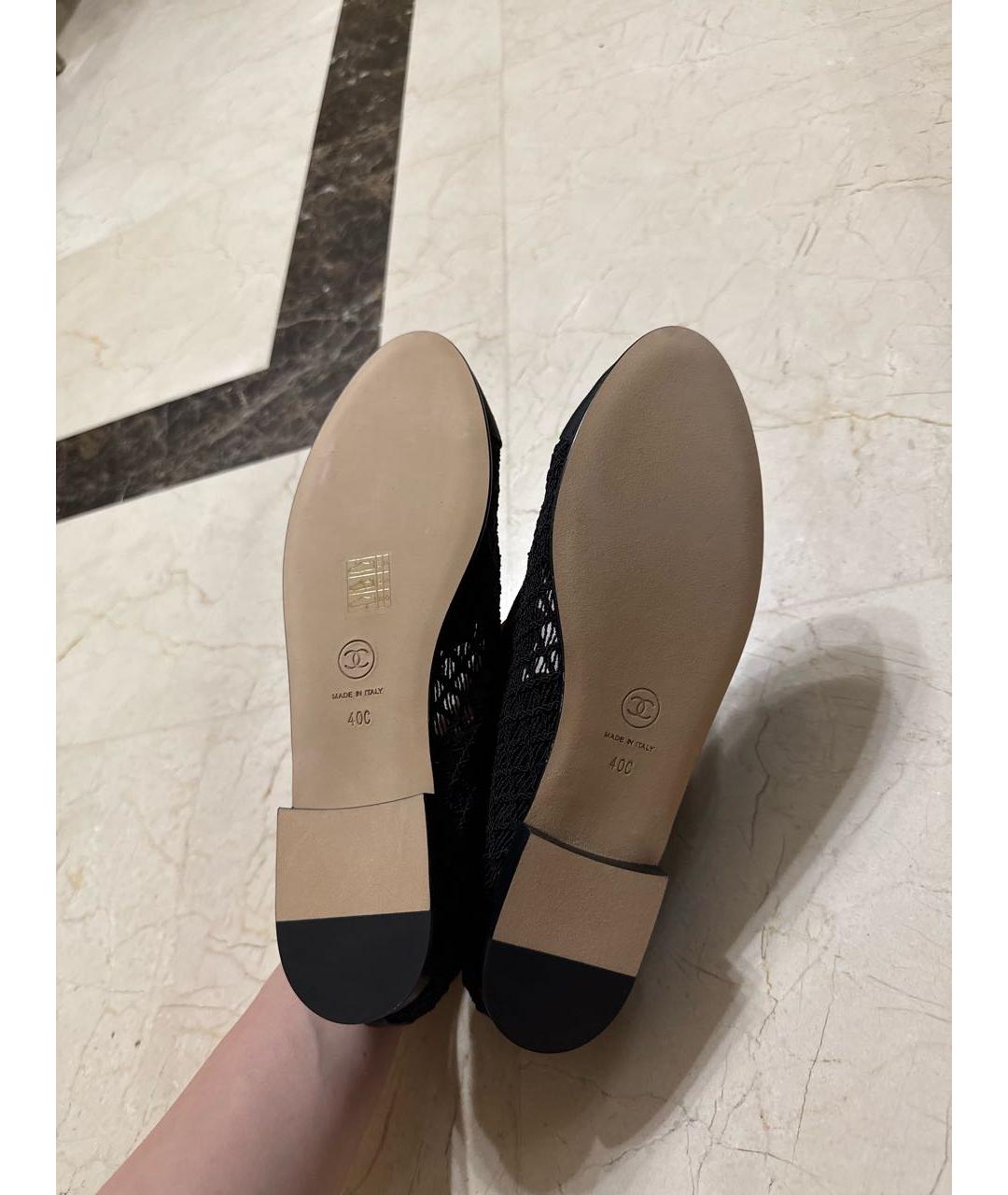 CHANEL Черные текстильные балетки, фото 5