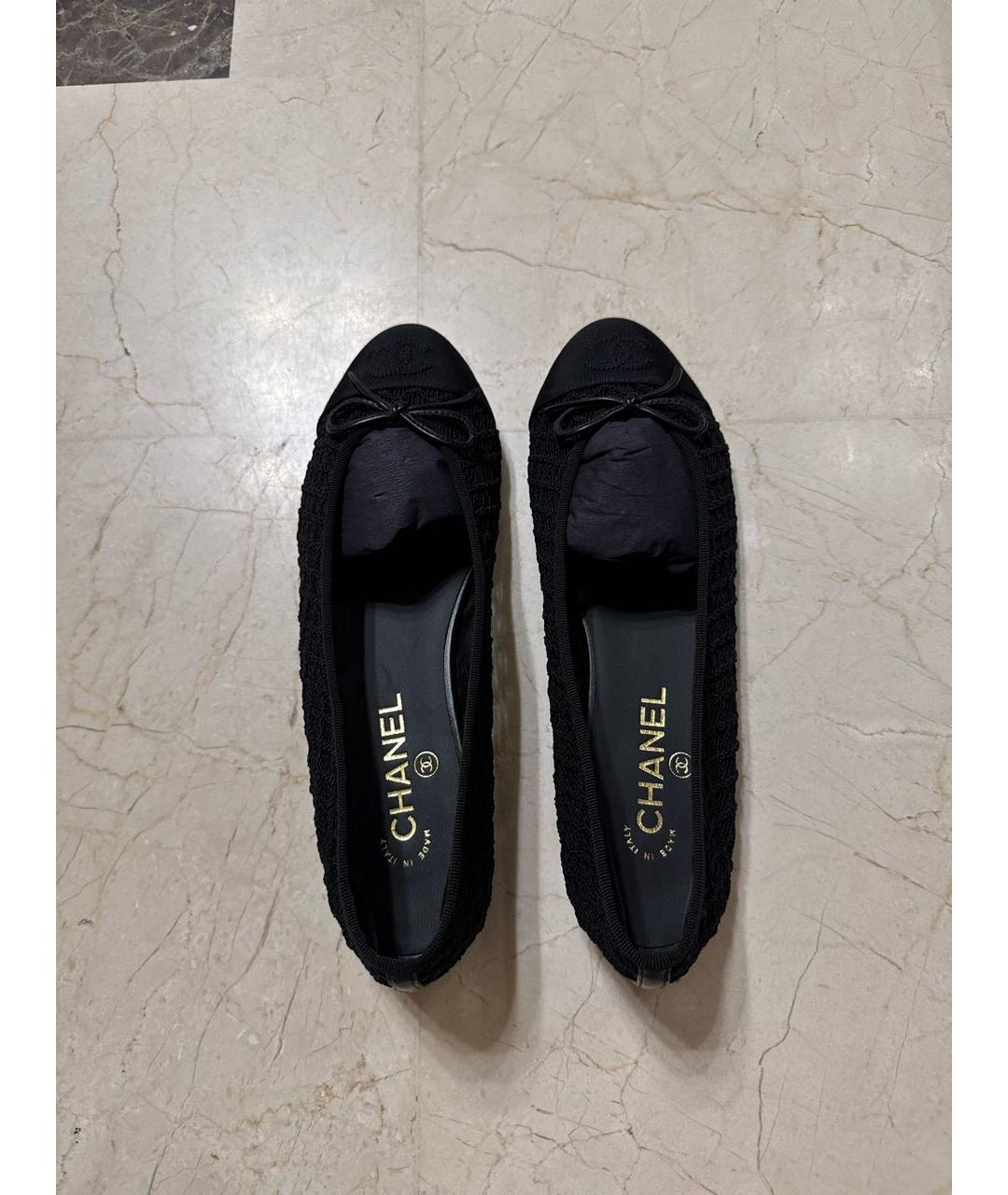 CHANEL Черные текстильные балетки, фото 3