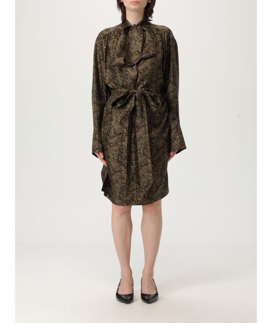 SAINT LAURENT Мульти шелковое повседневное платье, фото 2