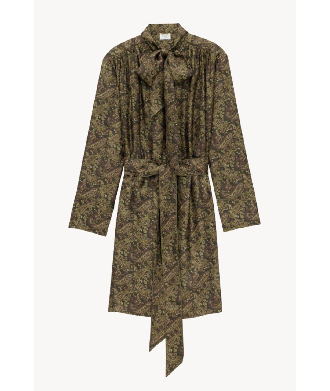 SAINT LAURENT Мульти шелковое повседневное платье, фото 7