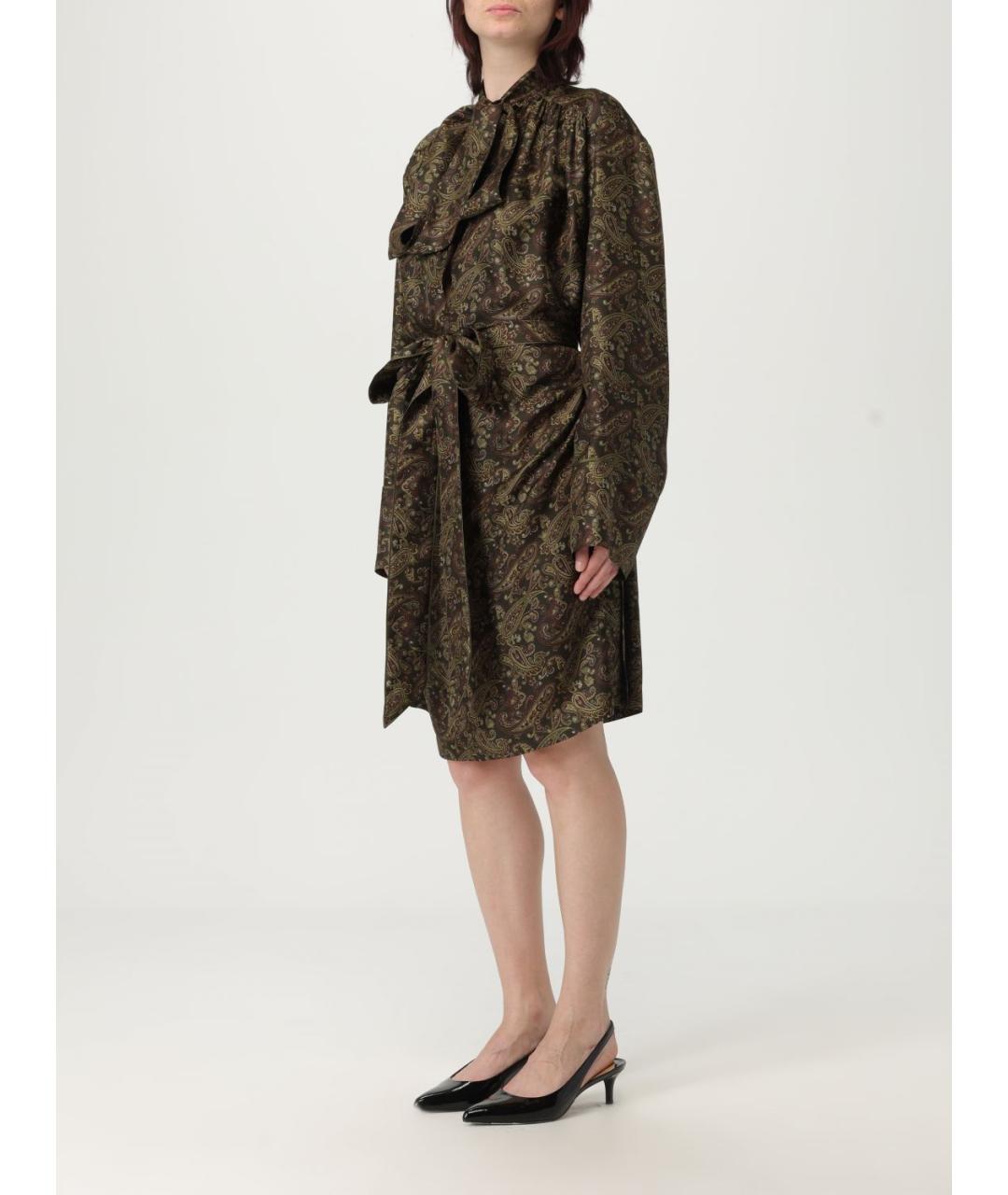 SAINT LAURENT Мульти шелковое повседневное платье, фото 4