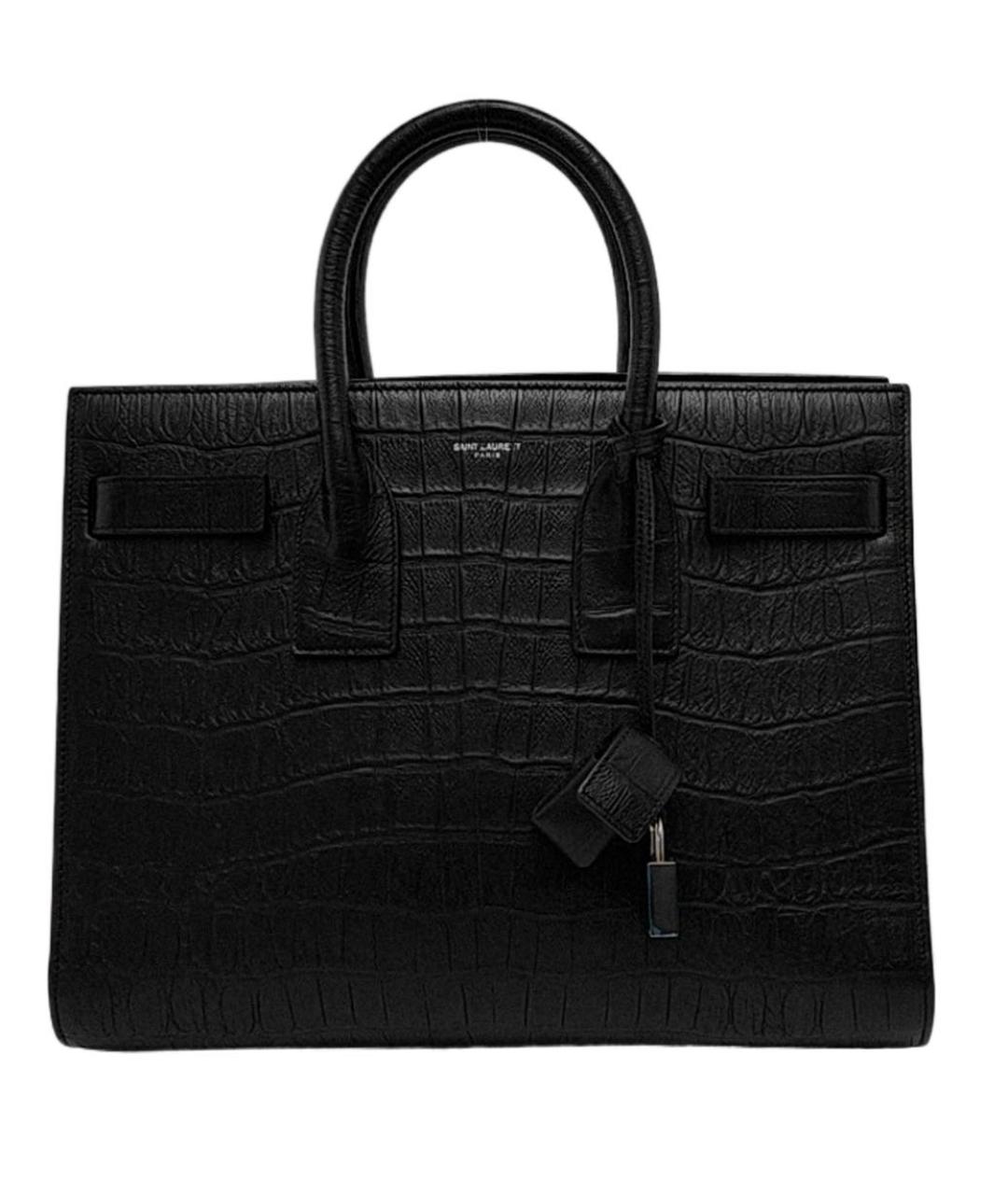 SAINT LAURENT Черная кожаная сумка тоут, фото 1