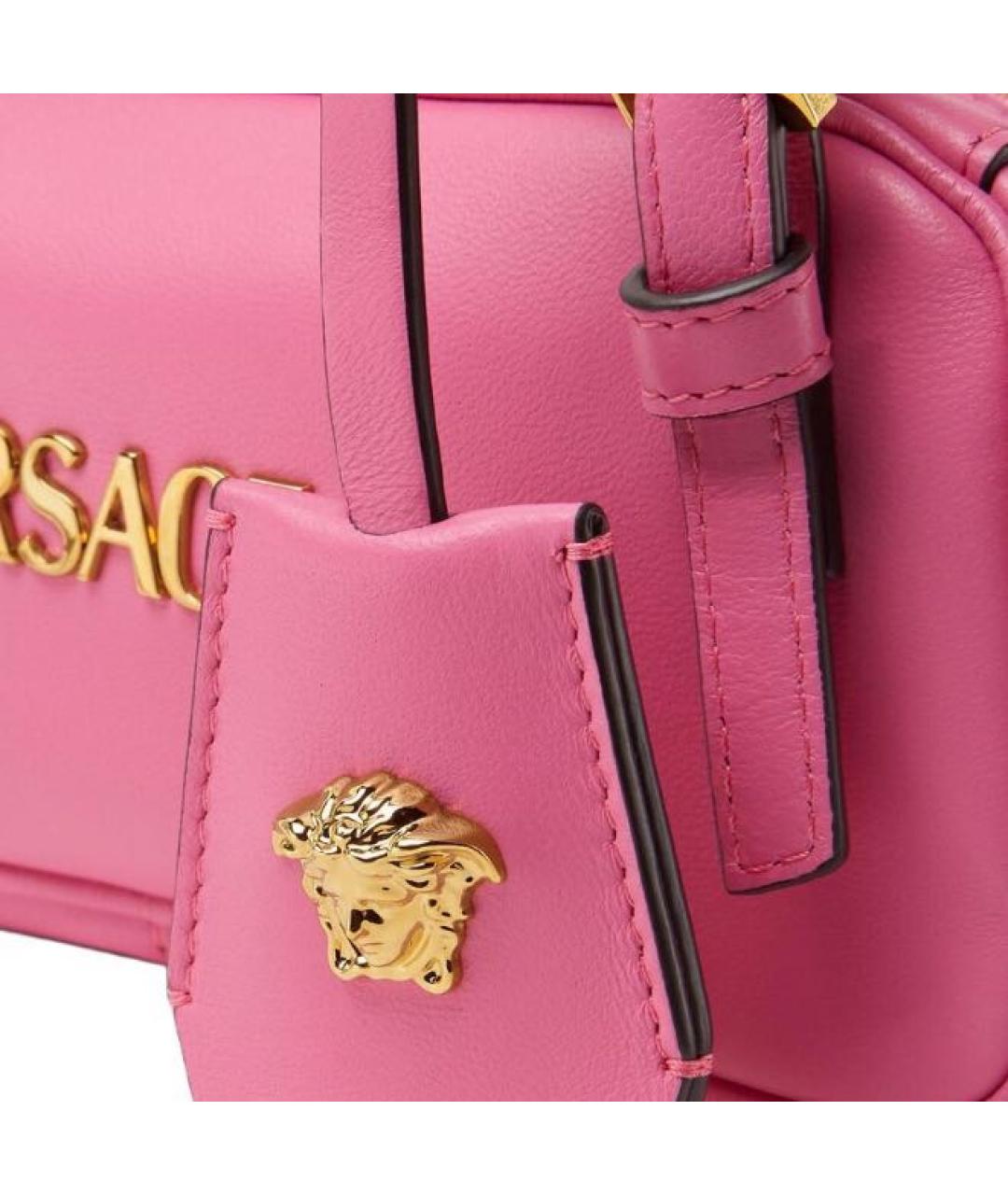 VERSACE Розовая кожаная сумка с короткими ручками, фото 5