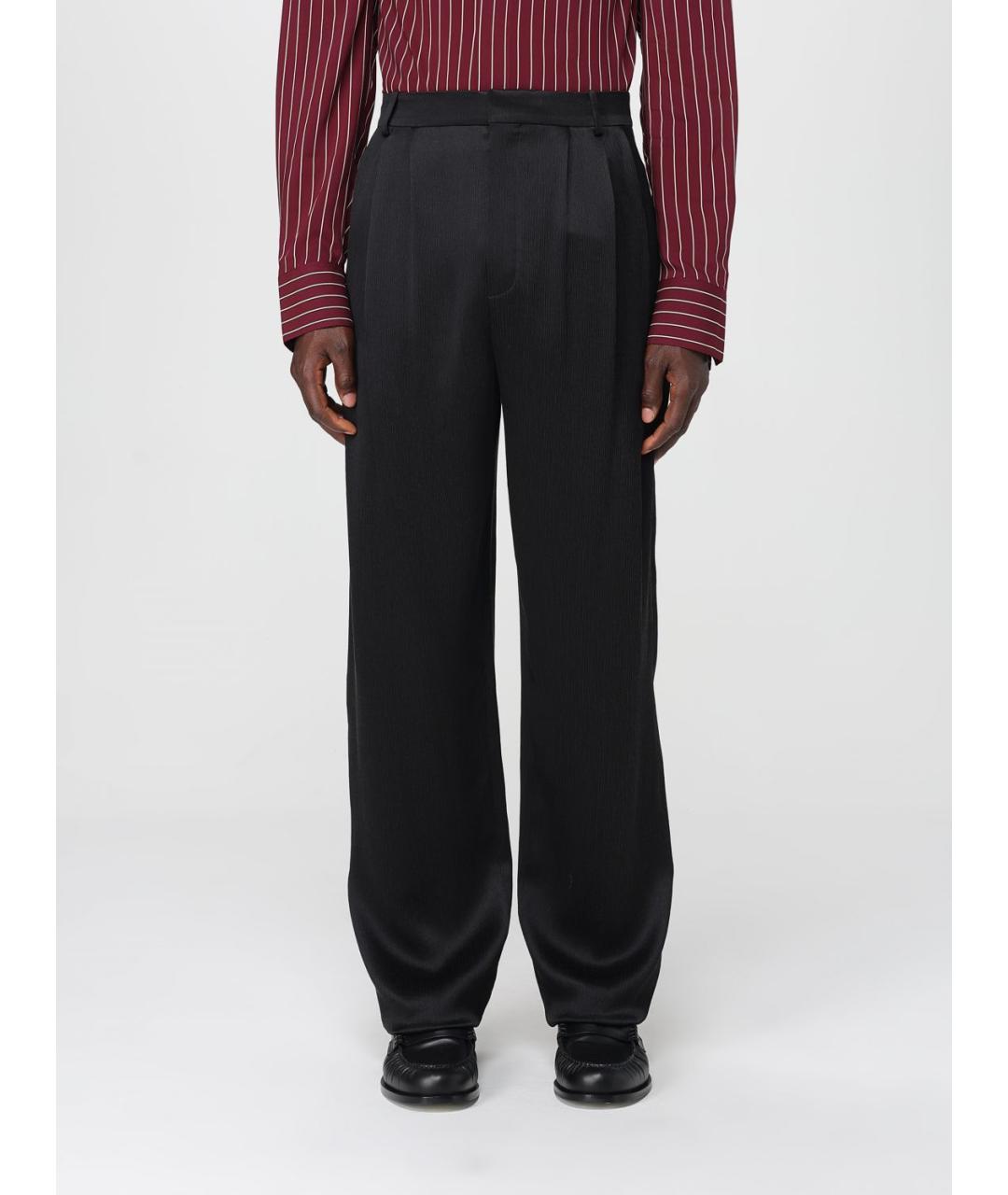 SAINT LAURENT Черные шелковые классические брюки, фото 2