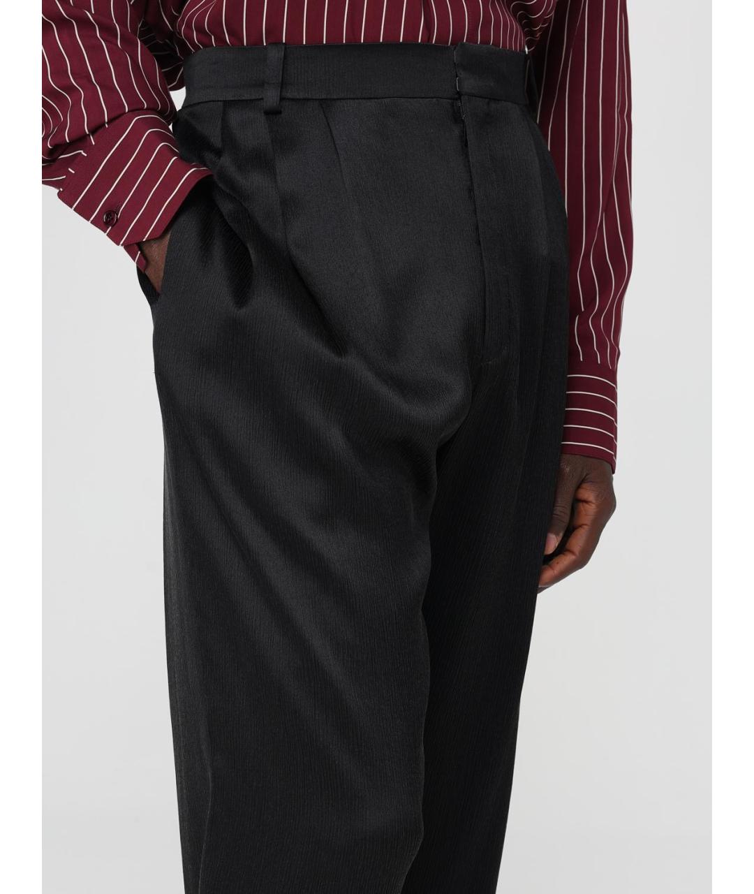 SAINT LAURENT Черные шелковые классические брюки, фото 6
