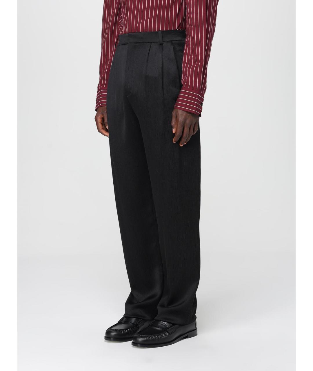 SAINT LAURENT Черные шелковые классические брюки, фото 5