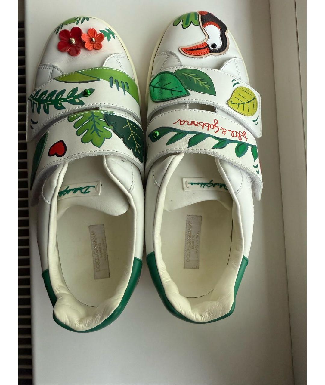 DOLCE&GABBANA Белые кожаные кеды, фото 4