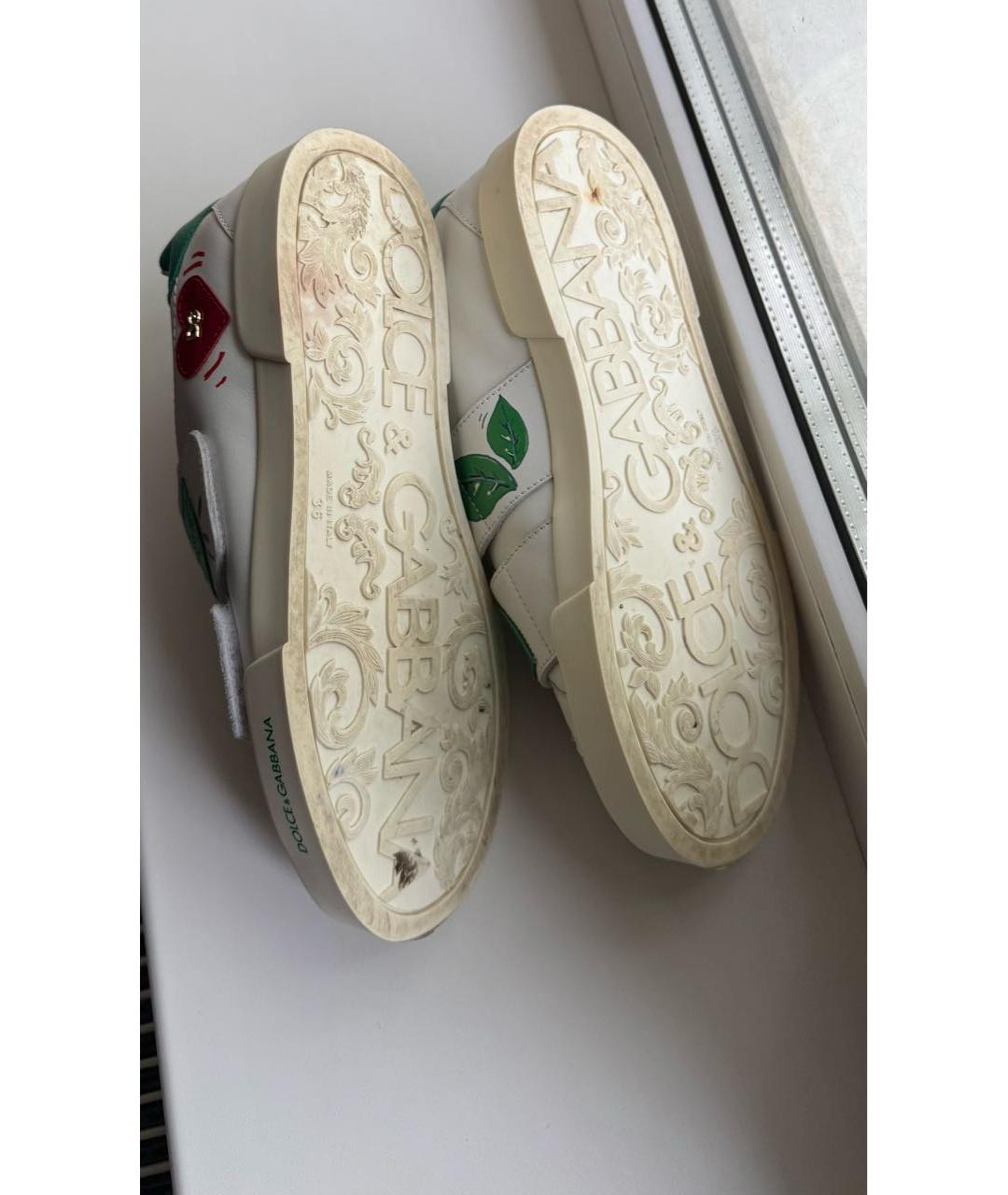 DOLCE&GABBANA Белые кожаные кеды, фото 5