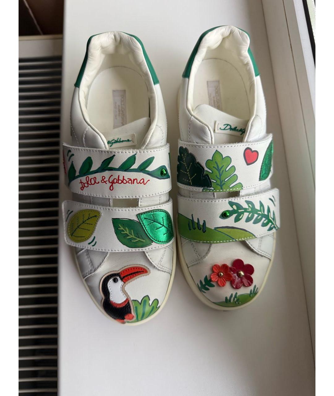 DOLCE&GABBANA Белые кожаные кеды, фото 2