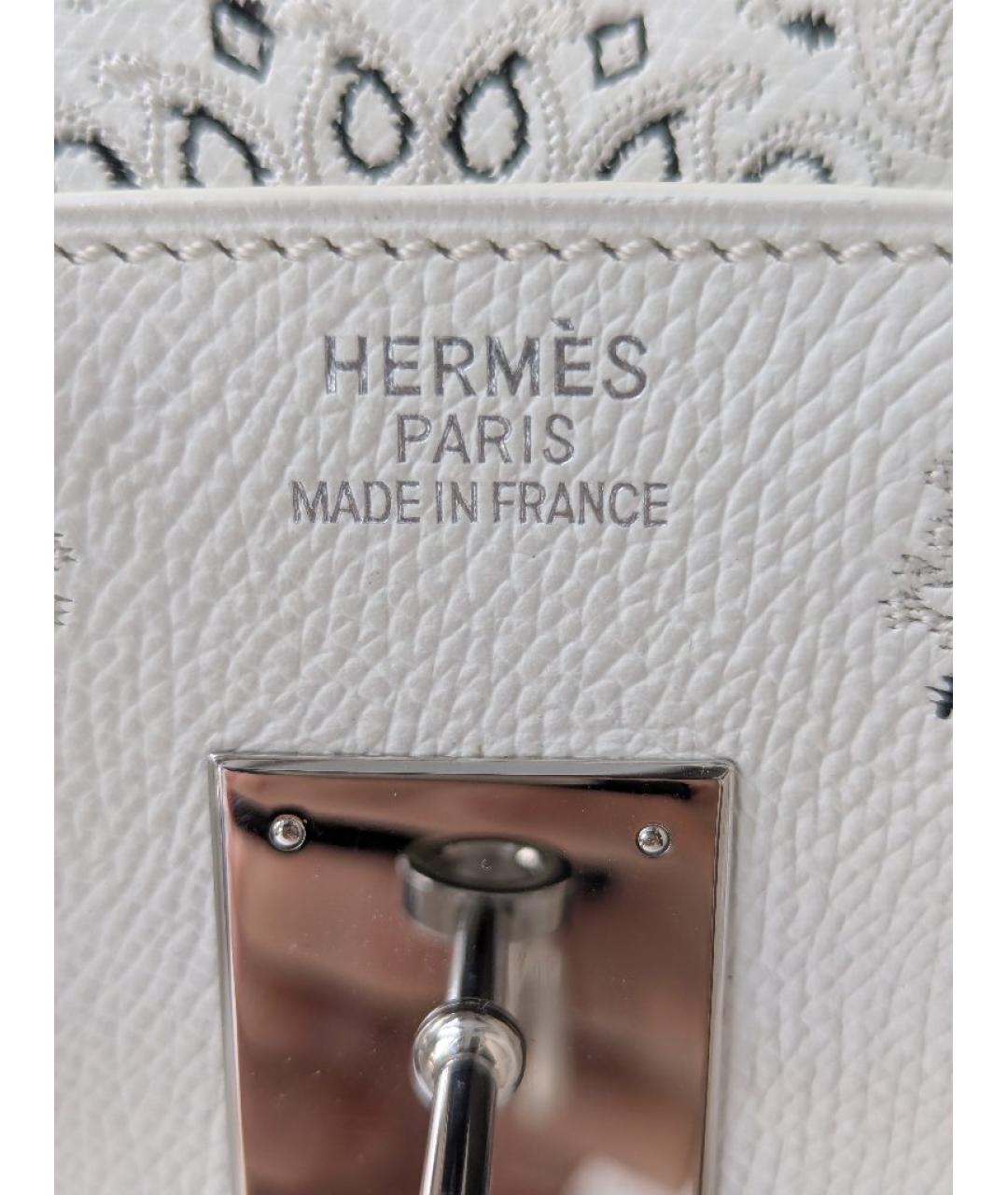 HERMES Белая кожаная сумка с короткими ручками, фото 7