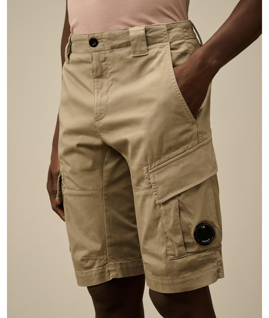 CP COMPANY Бежевые хлопко-эластановые шорты, фото 8
