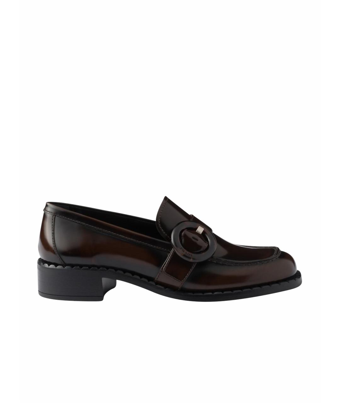 PRADA Коричневые кожаные лоферы, фото 1