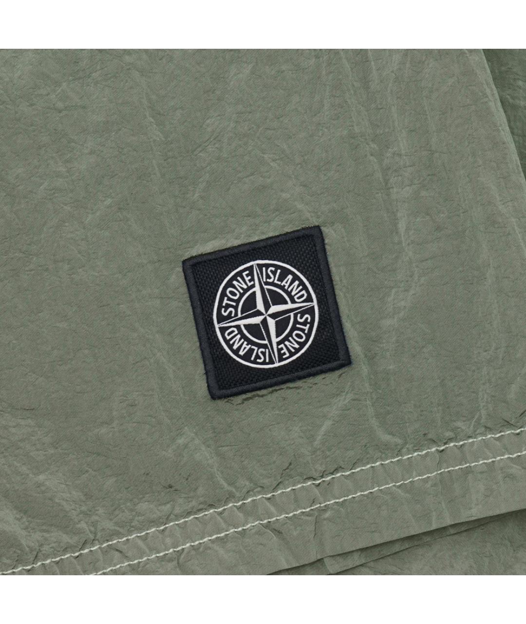 STONE ISLAND Зеленые полиамидовые шорты, фото 6